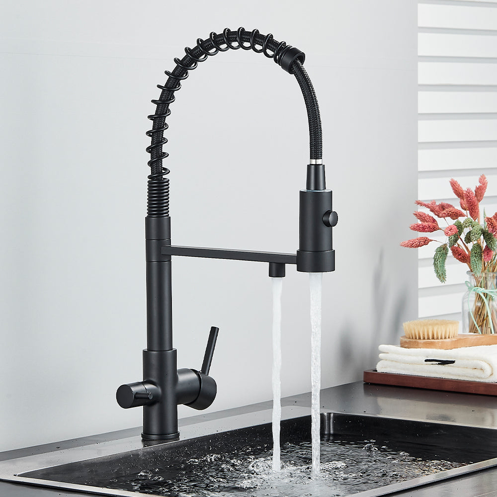 Rubinetto da cucina a 3 vie in acciaio inox, girevole a 360°, rubinetto da cucina 3 in 1, per filtro dell'acqua, rubinetto ad alta pressione
