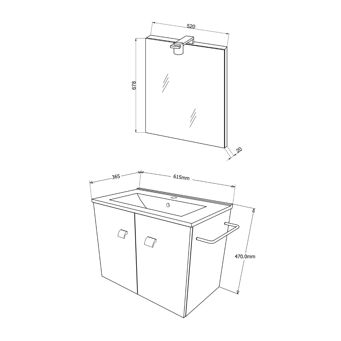 MOBILE BAGNO ANTE QUERCIA NATURALE 60CM CON PORTA ASCIUGAMANI IN METALLO CROMATO