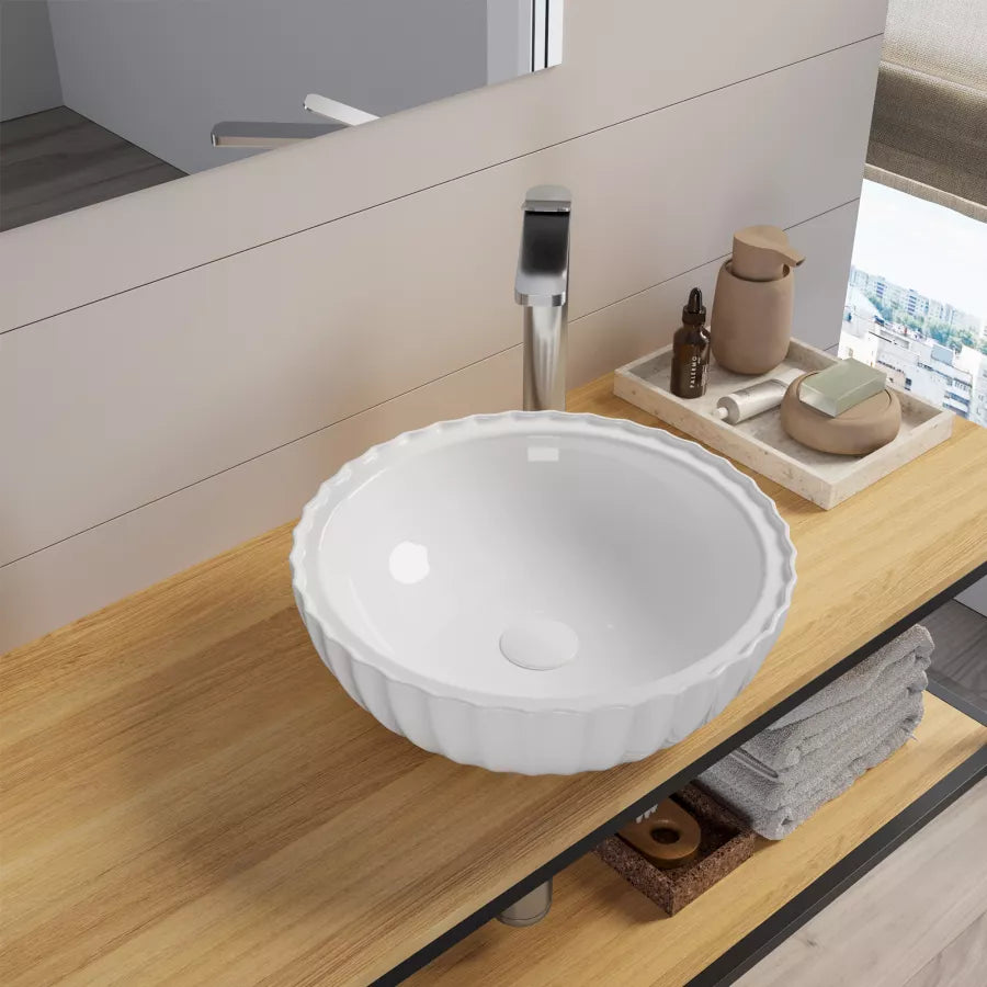 Lavabo d'appoggio in ceramica stile moderno