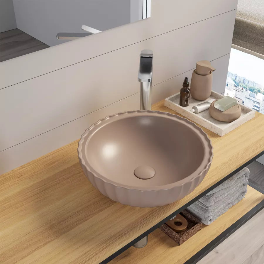 Lavabo d'appoggio in ceramica stile moderno