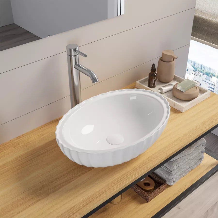 Lavabo d'appoggio in ceramica stile moderno