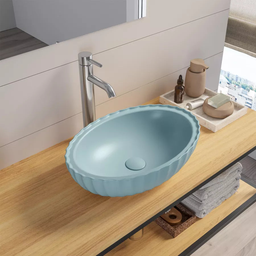 Lavabo d'appoggio in ceramica stile moderno
