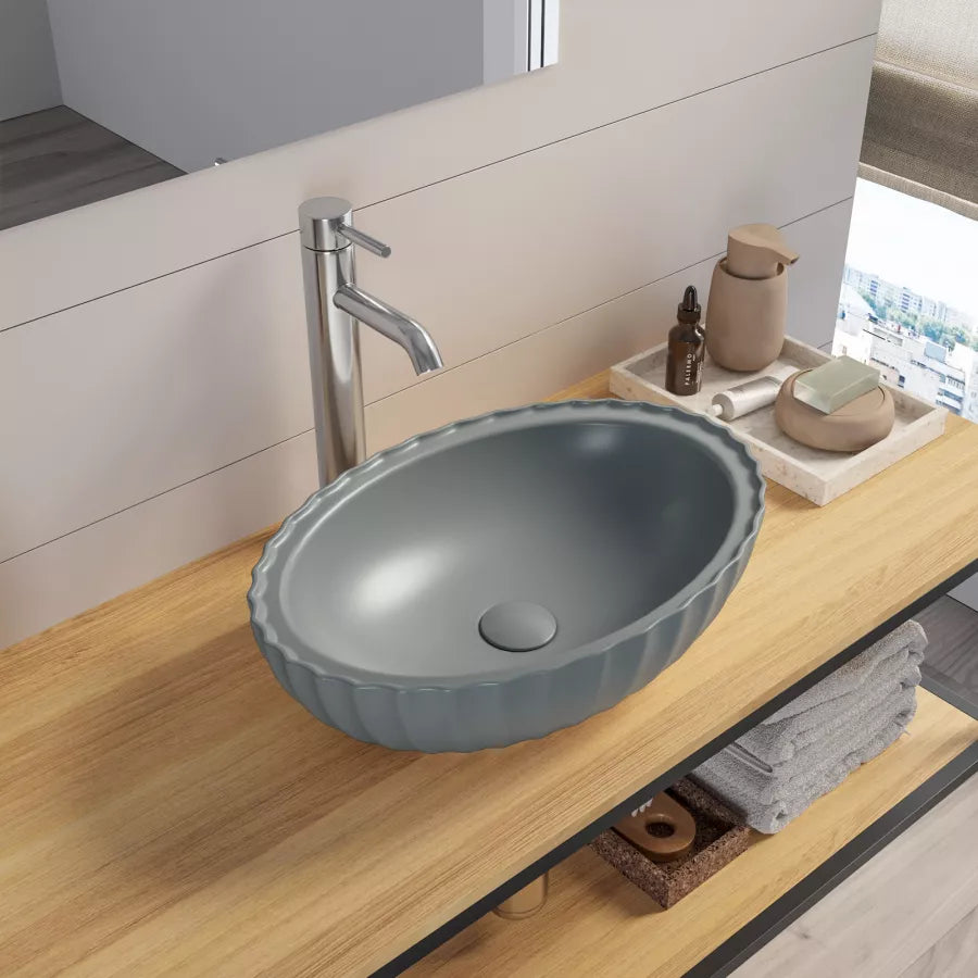 Lavabo d'appoggio in ceramica stile moderno