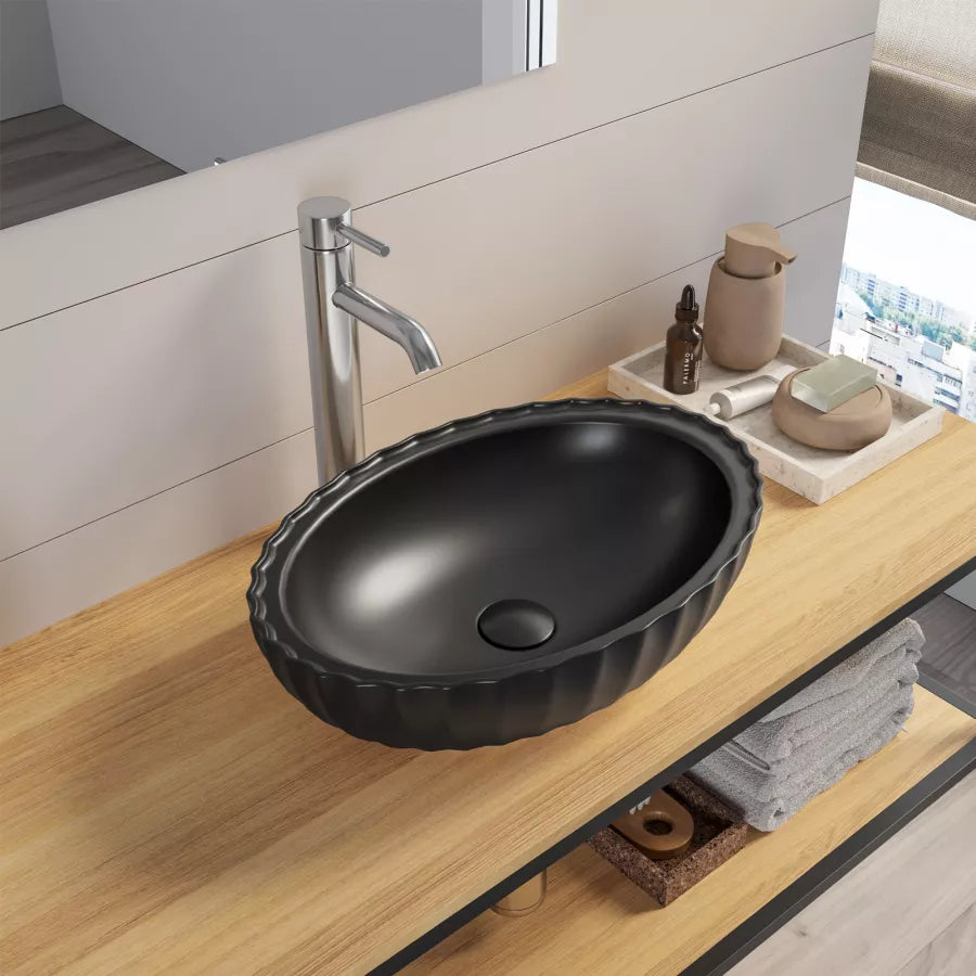 Lavabo d'appoggio in ceramica stile moderno