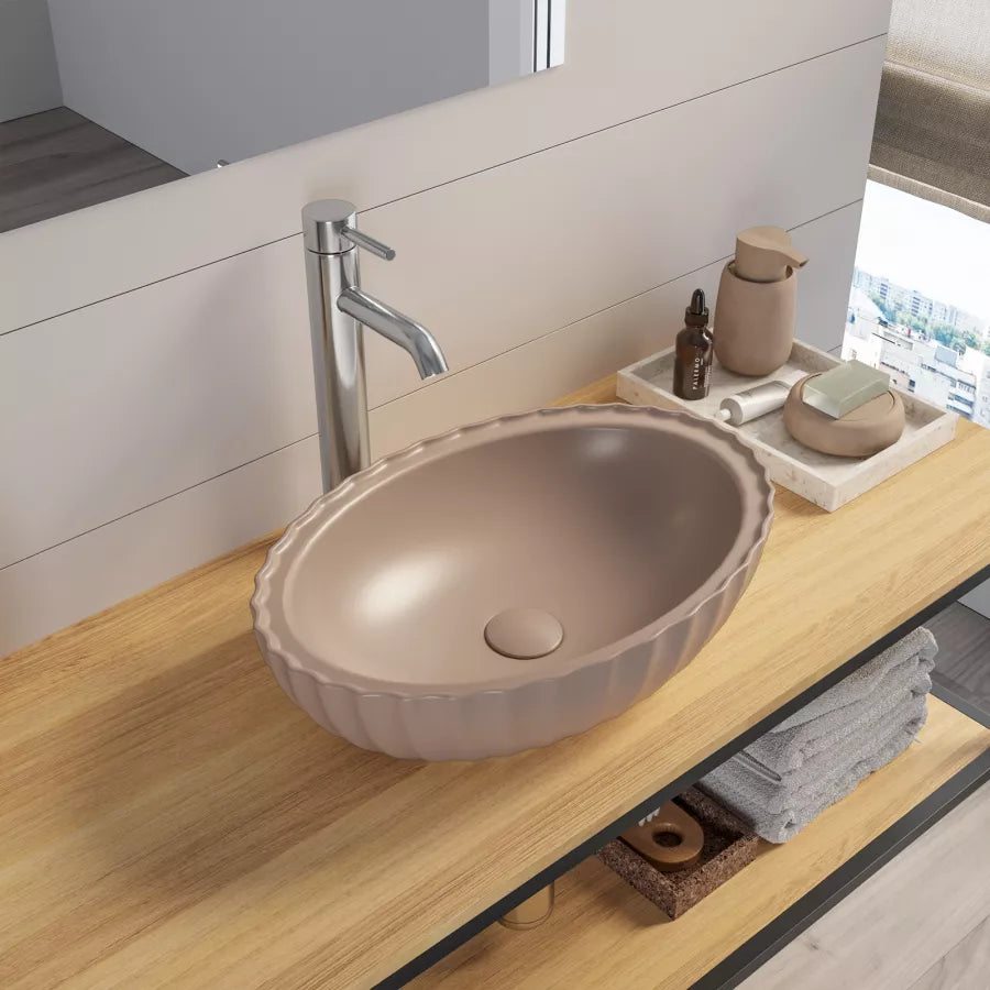 Lavabo d'appoggio in ceramica stile moderno