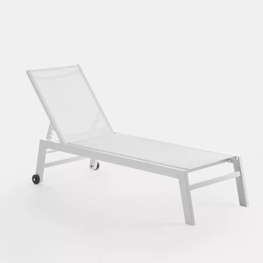 Lettino prendisole in alluminio e tessuto bianco