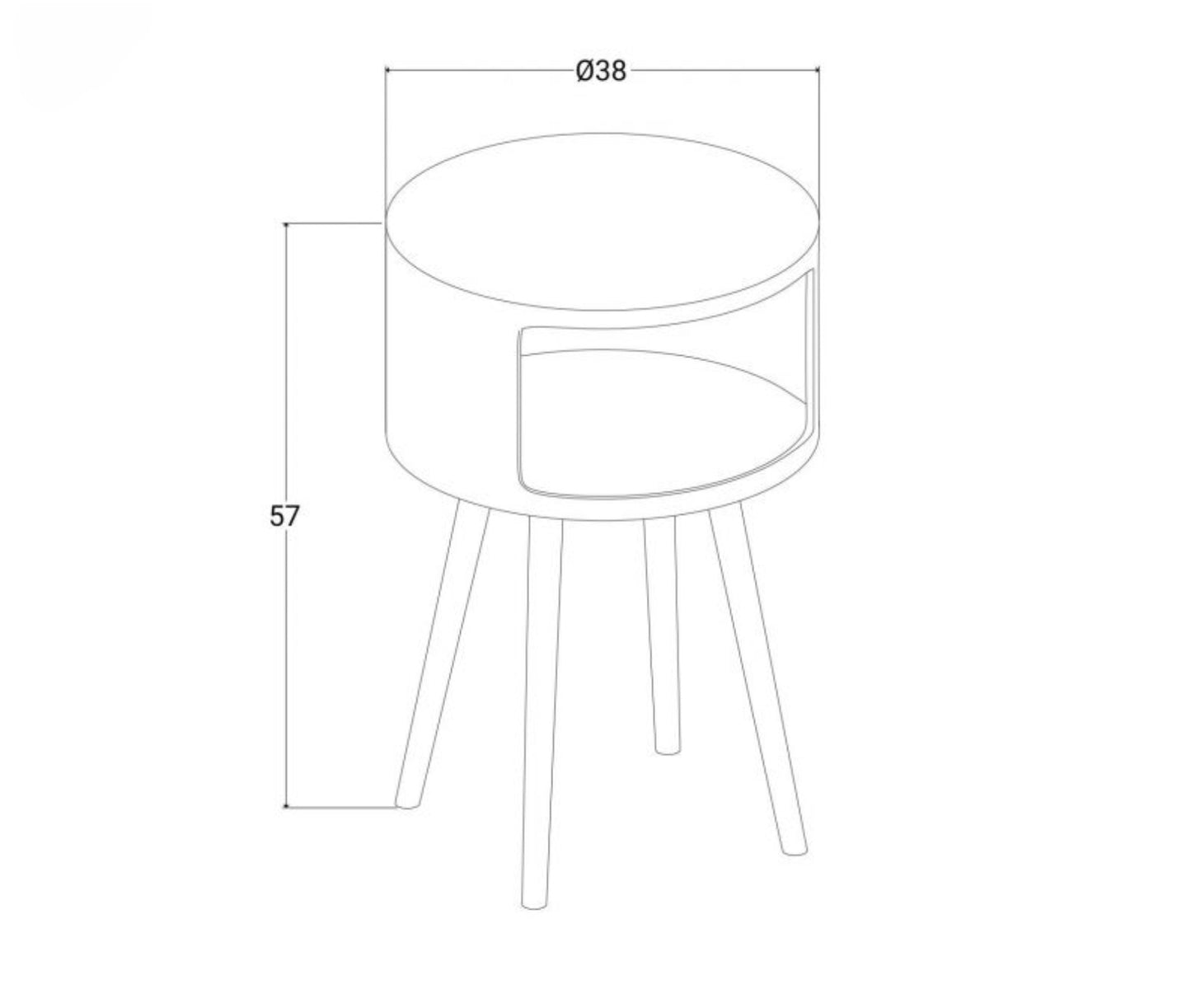 Tavolino 38 cm in legno di pino e top grigio