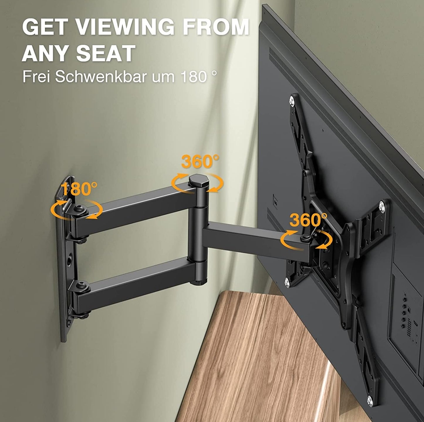 Supporto da Parete per TV da 26 a 60 Pollici, Staffa TV con Braccio Girevole ed Estendibile,
