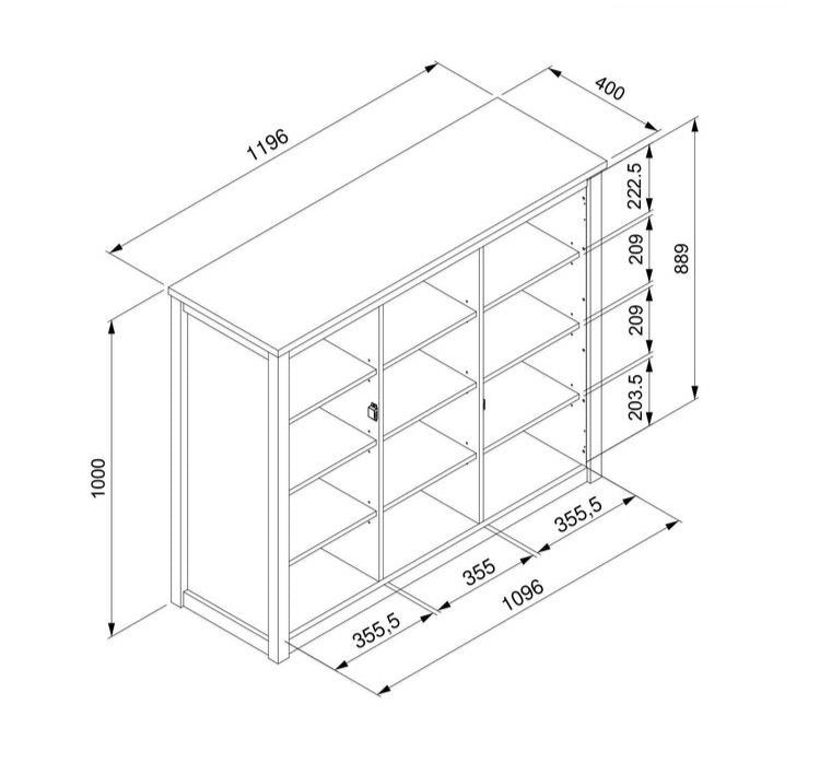 Credenza 120x190h in legno bianco e naturale