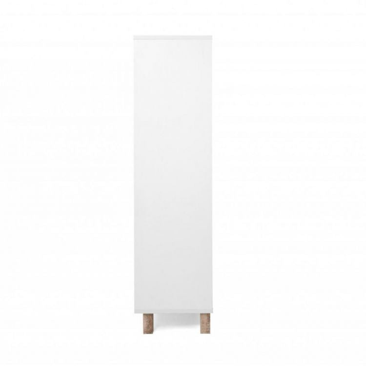 Credenza 103 cm con ante e cassetti in legno bianco e rovere anticato