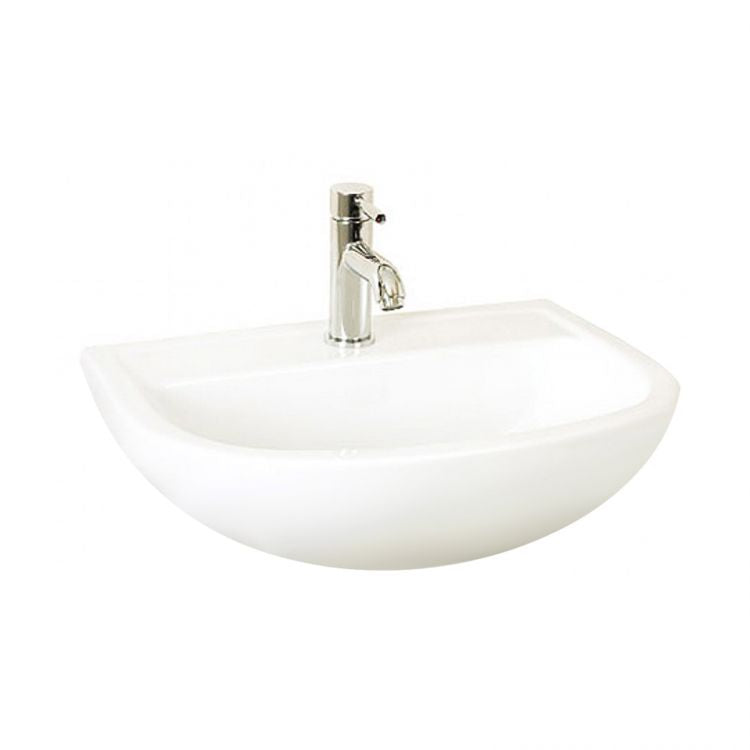 Lavamani sospeso in ceramica bianca 38 cm salvaspazio per piletta