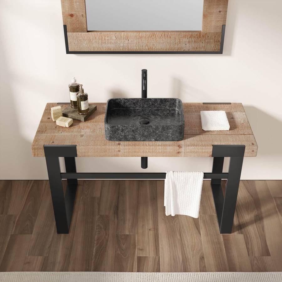 Mobile bagno 140 cm con piano in legno 8 cm