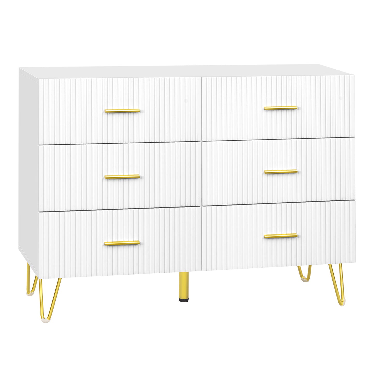 Cassettiera con sei cassetti e piedini dorati