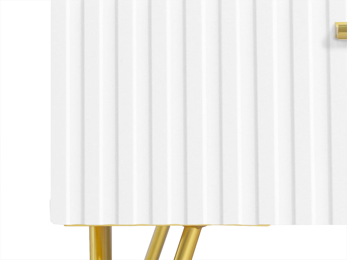 Coppia Comodini moderno bianco oro cannettato