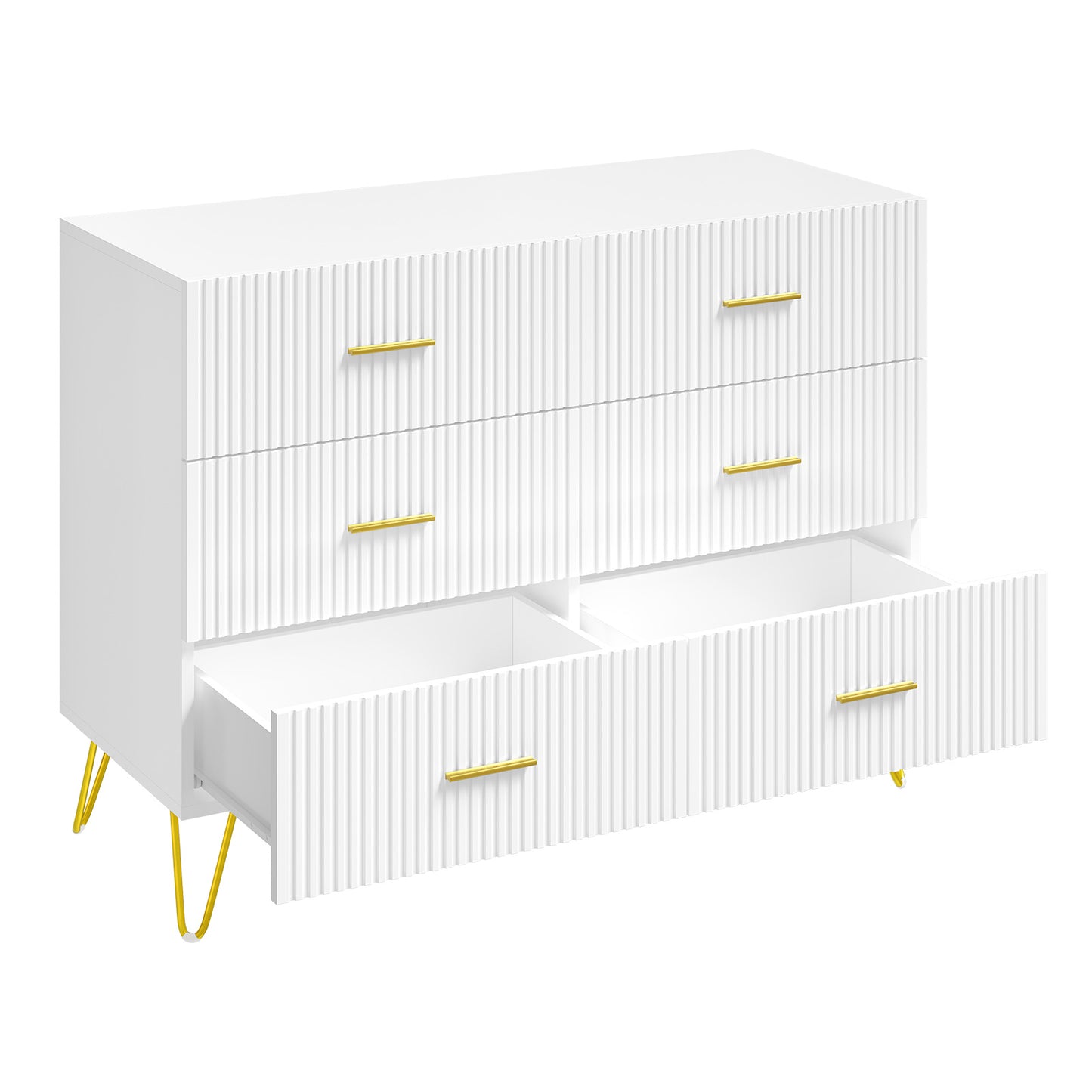 Cassettiera con sei cassetti e piedini dorati