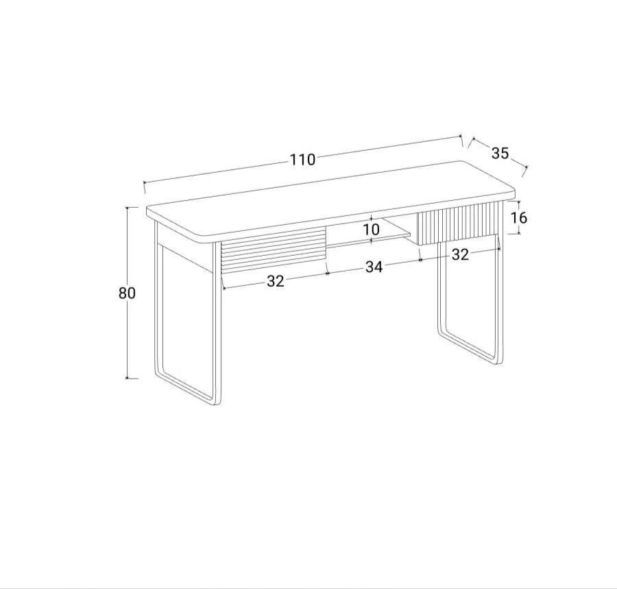 Consolle 110 cm in legno effetto cannettato con due cassetti