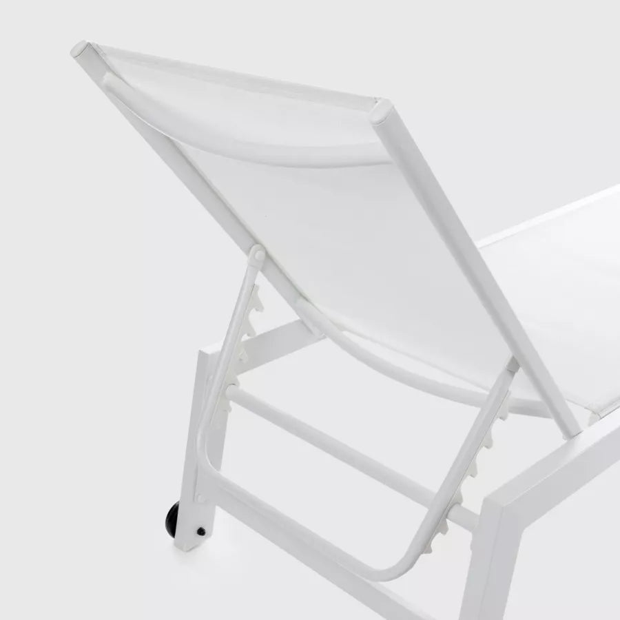 Lettino prendisole in alluminio e tessuto bianco
